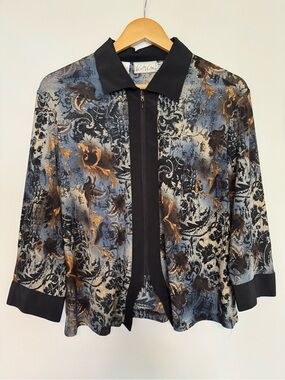 Vintage 90s Kathy Che Gothic Pattern Blouse - Plus size